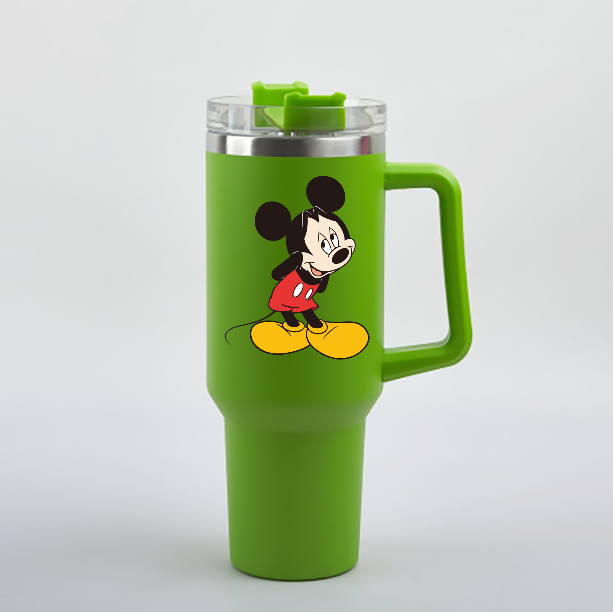 （画像用） ミッキーマウス Mickey Mouse 1200mL車用タンブラー - クリスタルステッカー（プラスチックストロー付き）